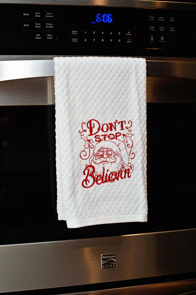 Don't Stop Believing Christmas Kitchen Towel