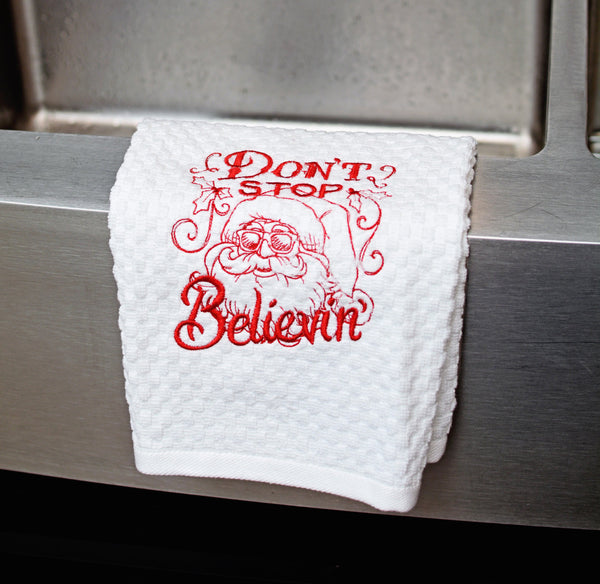 Don't Stop Believing Christmas Kitchen Towel
