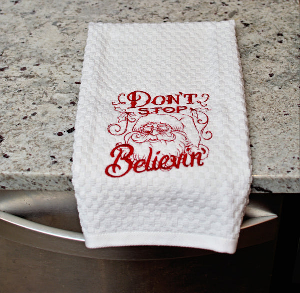 Don't Stop Believing Christmas Kitchen Towel