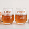 Personalized Engagement Wine Glass for Future Mrs and Lucky Mr