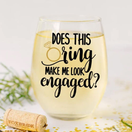 Engagement Ring Stemless Wine Glass - Future Mrs, Bride-to-Be Gift