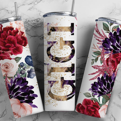 Stainless Floral Skinny Tumbler - Personalized Mother's Day Gift
