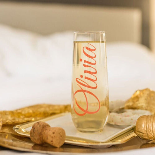 Personalized Bachelorette Champagne Flute for Wedding Party and Bridesmaids Gift Idea