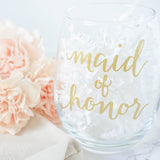 Customizable Vinyl Wedding Party Wine Glass