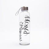 Blessed Mama Glass Water Bottle for New Mom or Baby Shower Gift