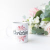Personalized Purple or Pink Split Floral Mug