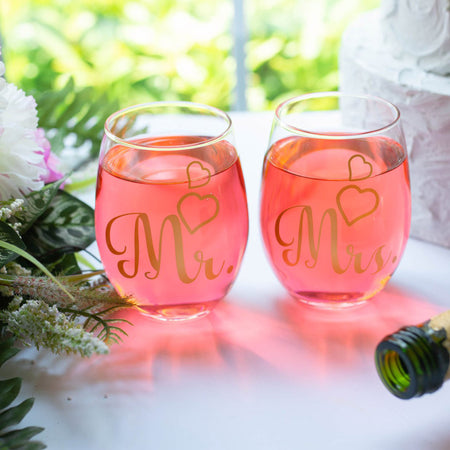 Lucky Mrs Beer Mug and Future Mrs Stemless Wine Glass