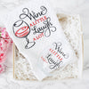 Wine a little laugh a lot kitchen towel and wine glass gift set