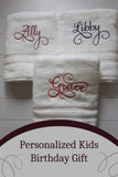 Custom Personalized Embroidered White Bath Towel with Script font