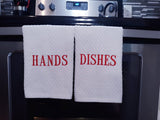 HANDS & DISHES Embroidered Cotton Waffle Weave Towels Set
