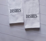 HANDS & DISHES Embroidered Cotton Waffle Weave Towels Set