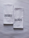 HANDS & DISHES Embroidered Cotton Waffle Weave Towels Set