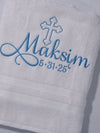 Personalized Christening Cross Towel Baptism Gift