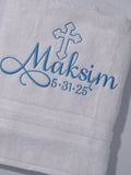 Personalized Christening Cross Towel Baptism Gift