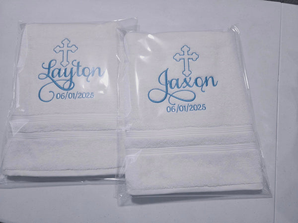 Personalized Christening Cross Towel Baptism Gift