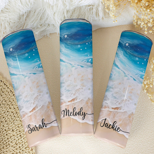 Custom Beach Vacation Tumbler - Personalized Travel Gift