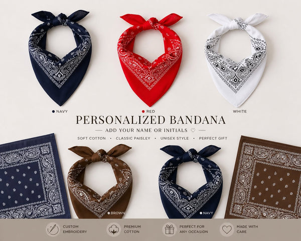 Custom Embroidered Dog Bandana Personalized with ONE Name Only