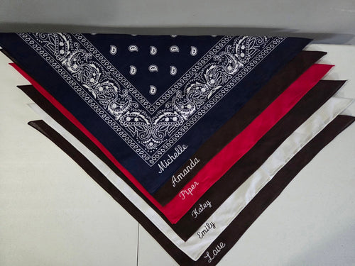 Custom Embroidered Dog Bandana Personalized with ONE Name Only