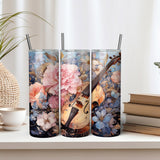 Handcrafted Cello & Floral Tumbler - Music Lover's Drinkware