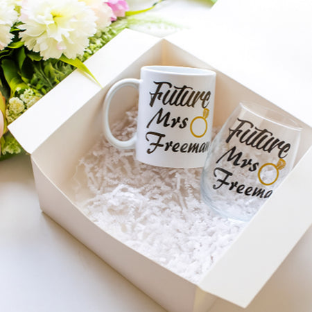 Mr and Mrs Stemless Wine Glass Set