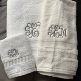 Three Letter Monogram Embroidered Bathroom Towel Set