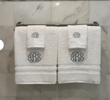 Three Letter Monogram Embroidered Bathroom Towel Set