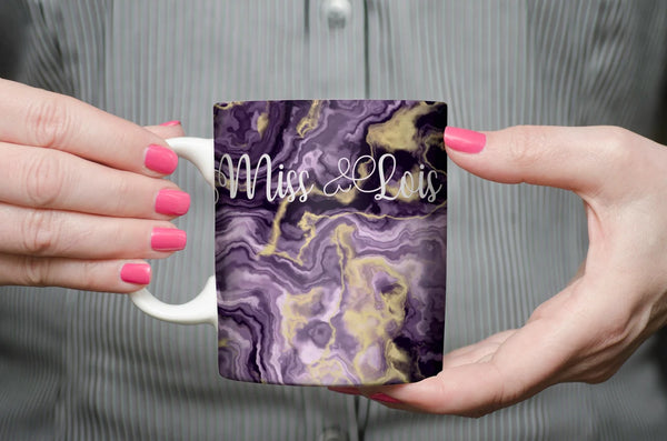 Custom Watercolor Marble Mug - Personalized Gift for Her