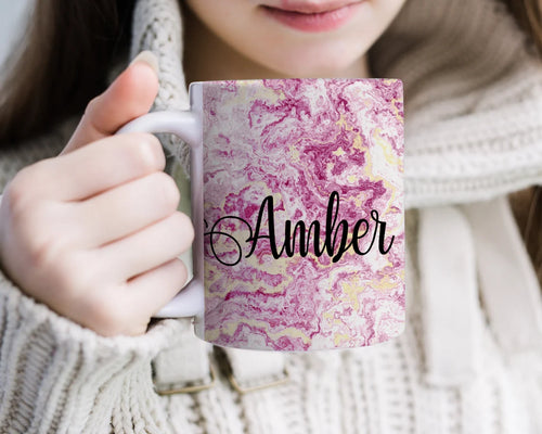 Custom Watercolor Marble Mug - Personalized Gift for Her