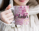 Custom Watercolor Marble Mug - Personalized Gift for Her