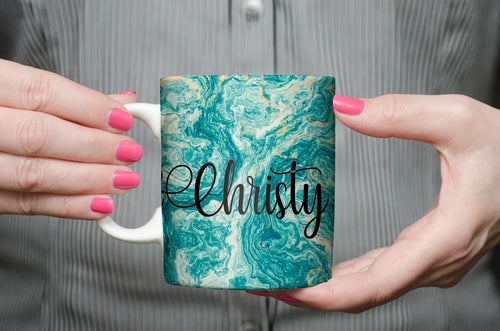 Custom Watercolor Marble Mug - Personalized Gift for Her