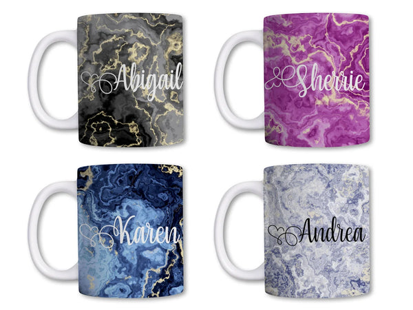 Custom Watercolor Marble Mug - Personalized Gift for Her