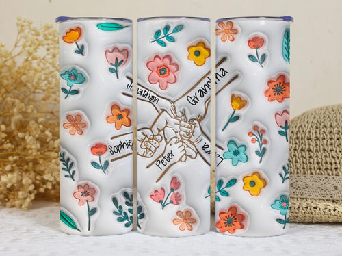 Personalized Family 3D Tumbler - Hold My Hand & Heart Gift