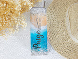 Custom Beach Theme Tumbler - Personalized Travel Drinkware