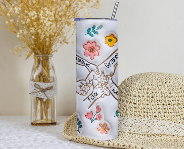 Personalized Family 3D Tumbler - Hold My Hand & Heart Gift