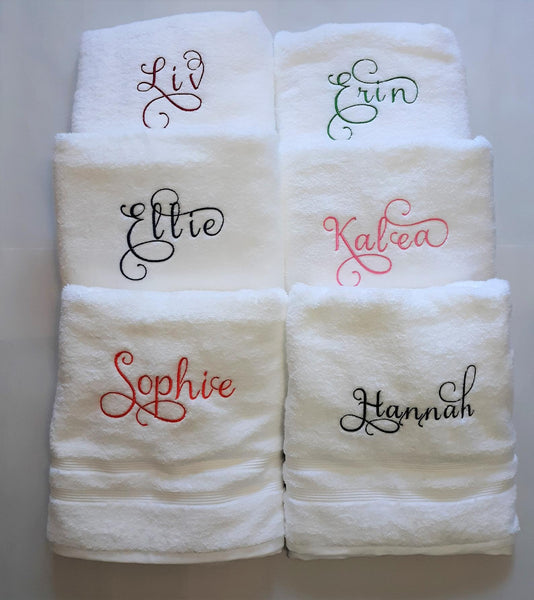 Personalized Calligraphy Embroidered Bath Towel