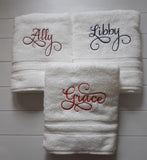 Personalized Calligraphy Embroidered Bath Towel