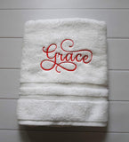 Personalized Calligraphy Embroidered Bath Towel