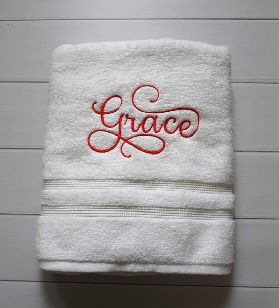 Personalized Calligraphy Embroidered Bath Towel