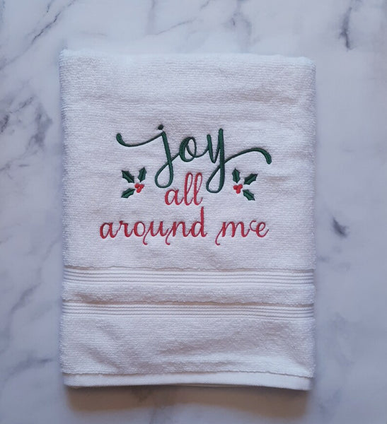 Joyful Christmas Bathroom Hand Towel - Holiday Décor
