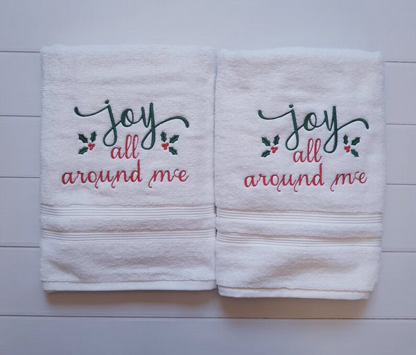 Joyful Christmas Bathroom Hand Towel - Holiday Décor