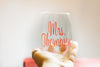 Personalized Mrs Stemless Wine Glass