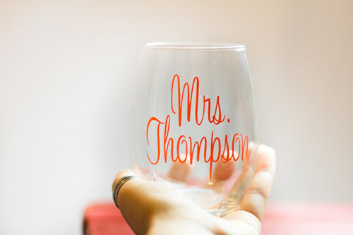 Personalized Mrs Stemless Wine Glass