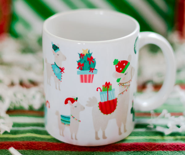 Christmas Llama Succulent  Cactus Dishwasher Safe Coffee Mug