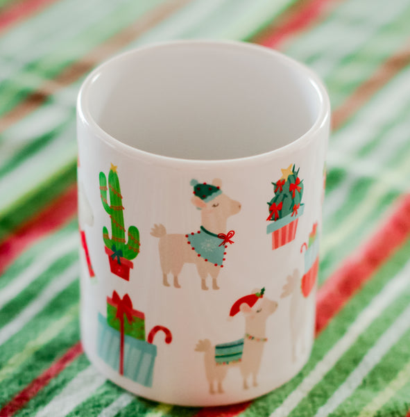 Christmas Llama Succulent  Cactus Dishwasher Safe Coffee Mug