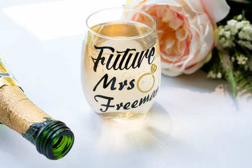 Personalized Engagement Wine Glass for Future Mrs Gift