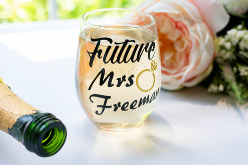 Personalized Engagement Wine Glass for Future Mrs Gift