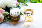 Engagement Gift set for Couple with Future Mrs Wine Glasses and  Lucky Mr Mug