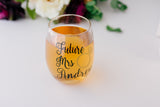 Future Mrs Wine Glasses and Mug Engagement Gift set for Bride