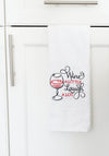 Wine a little laugh a lot embroidered Kitchen towel