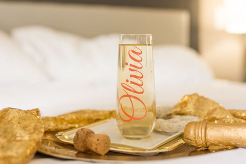 Personalized Bachelorette Champagne Flute for Wedding Party and Bridesmaids Gift Idea